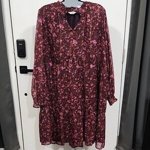 Terra & Skye Floral Pink and Black Women's Dress Size 4X (28/30)